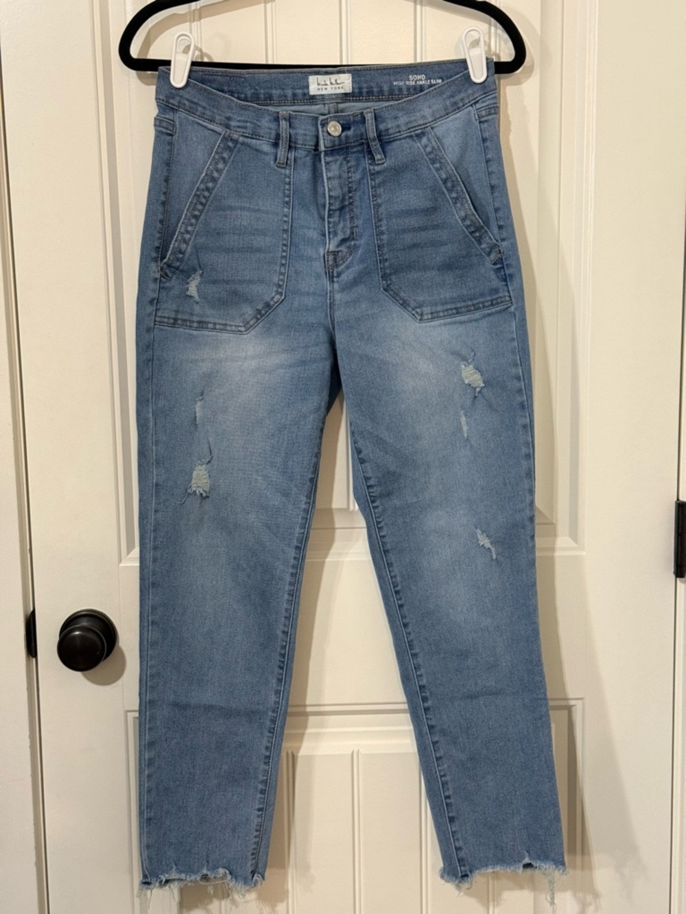 Nicole Miller Light Blue High-Rise Ankle Slim Jeans